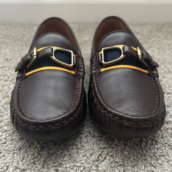 POLO RALPH LAUREN Men's Anders Leather Driver Driving Style Loafer Brown Sz 8.5 - Picture 9 of 12